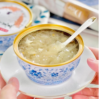 Bom preço Sobremesa Dourada de Osmanthus, Tremella, Colágeno Herbal, Vegana, Nutritiva, Pronta para Consumo, Alimento Funcional, Bem-Estar Tradicional Chinês on-line